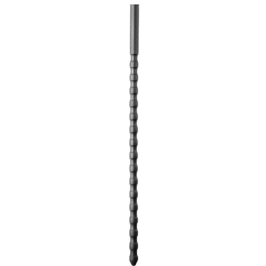 Close-up da Sonda Uretral de Silicone ALL BLACK 6/8mm, mostrando seu material flexível e ondulações para estimulação.