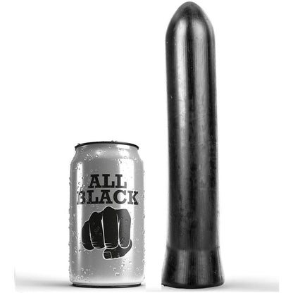 ALL BLACK Dildo Realista 22 cm, vista frontal e detalhes da textura
