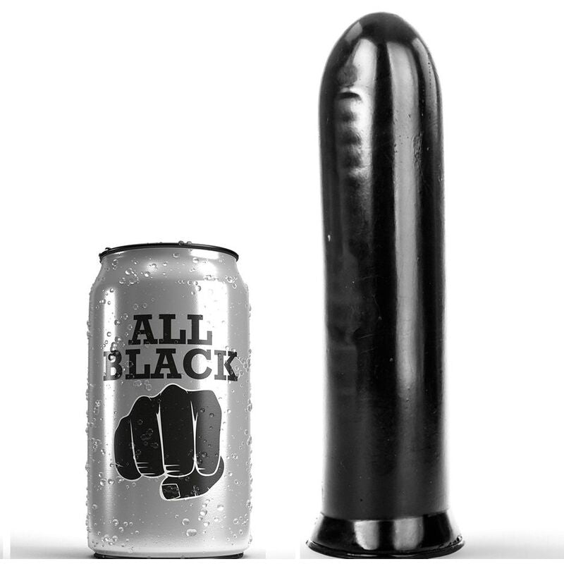 Close-up of the ALL BLACK Dildo Preto 19cm showing its smooth texture and sleek design.