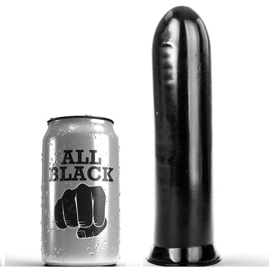 Close-up of the ALL BLACK Dildo Preto 19cm showing its smooth texture and sleek design.