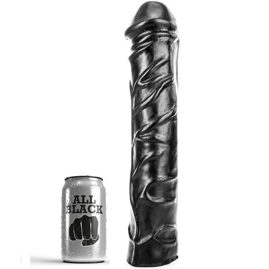 All Black Dildo Gigante Soft Fisting 32cm realista, mostrando sua textura e tamanho para prazer anal extremo.