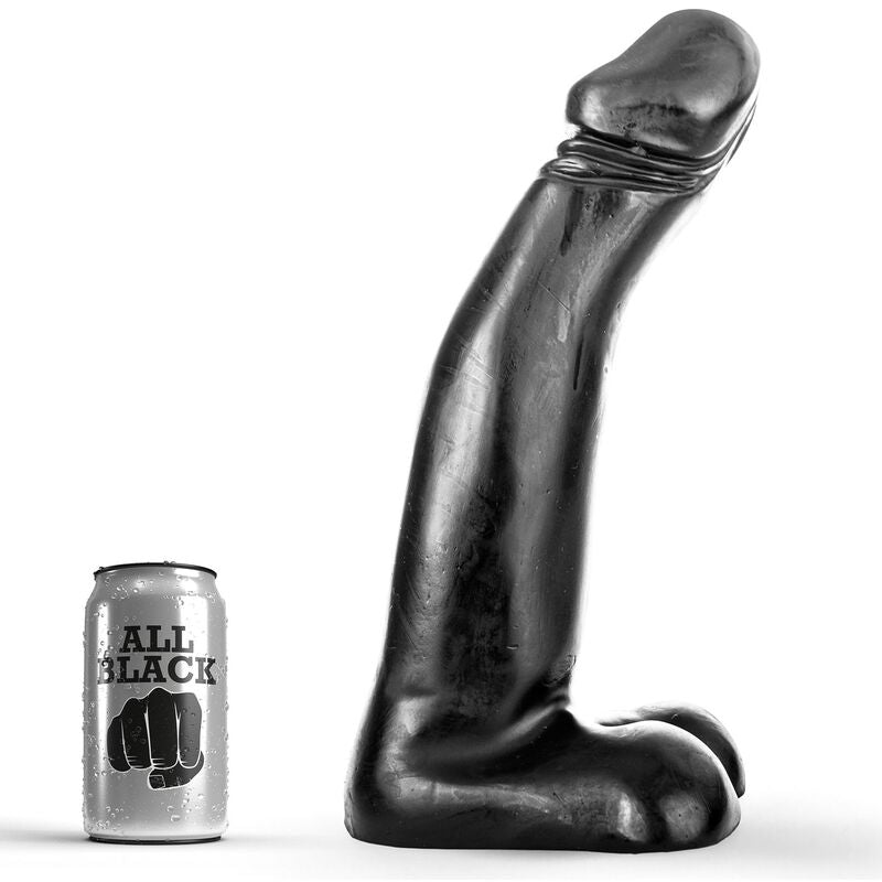 Close-up do Dildo Fisting ALL BLACK Preto Realístico 29 CM, mostrando textura e design para prazer anal.