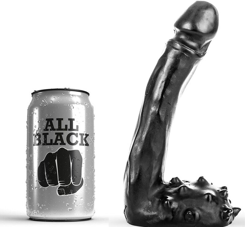 Close-up do Dildo Realístico ALL BLACK de 19 CM, mostrando sua textura detalhada e forma alongada.