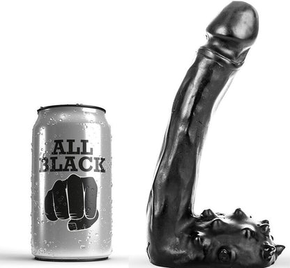 Close-up do Dildo Realístico ALL BLACK de 19 CM, mostrando sua textura detalhada e forma alongada.