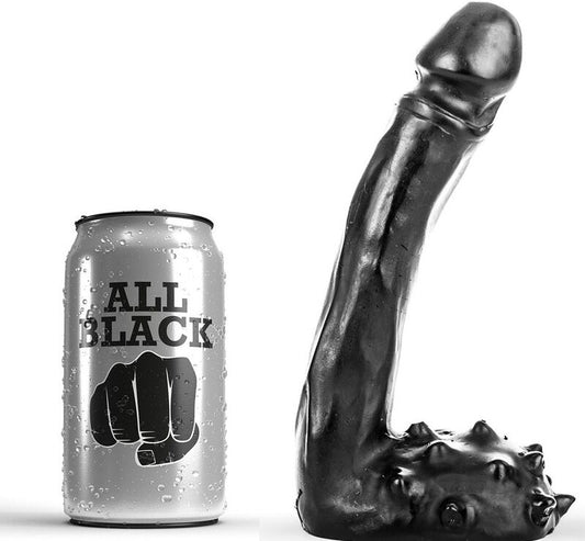 Close-up do Dildo Realístico ALL BLACK de 19 CM, mostrando sua textura detalhada e forma alongada.