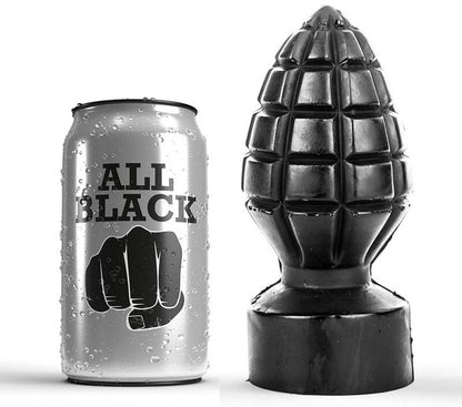 Plug anal ALL BLACK em formato de granada de 14cm para estimulação intensa.