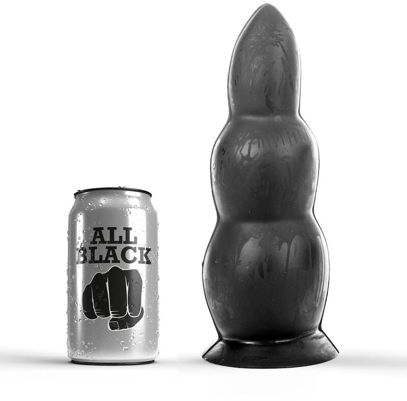 ALL BLACK Plug Anal de 23 CM com design para expansão progressiva, ideal para prazer anal intenso.