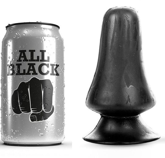 Close-up do ALL BLACK Plug Anal Clássico 12 cm, mostrando seu design compacto e superfície lisa.