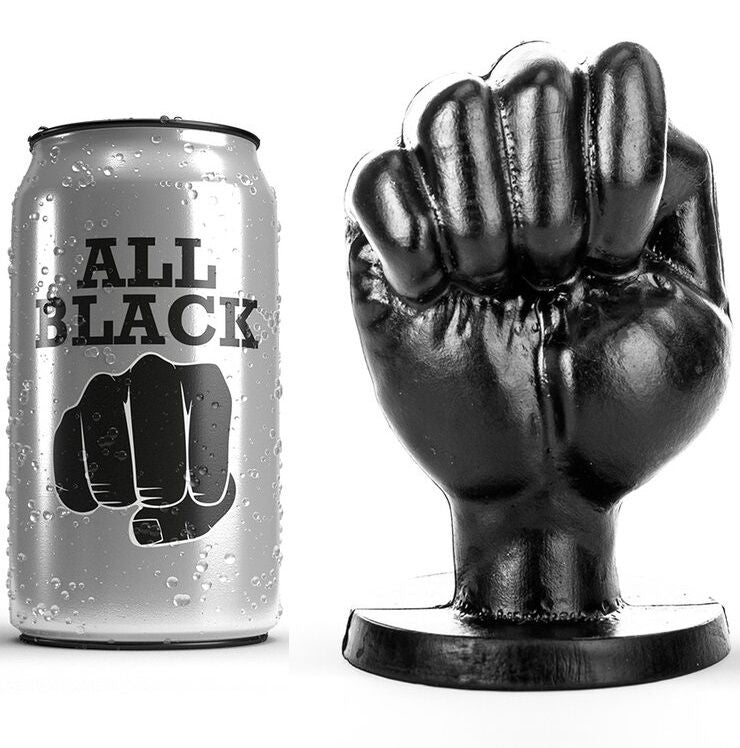 Close-up of the ALL BLACK Plug Anal Formato Punho 13 cm, highlighting its unique design and smooth finish.
