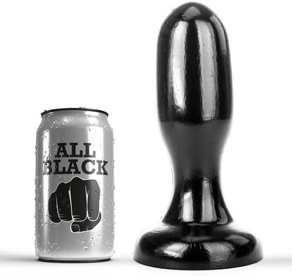 Close-up do Plug Anal ALL BLACK Macio Hipoalergénico 19,5 CM mostrando a sua forma e material liso.