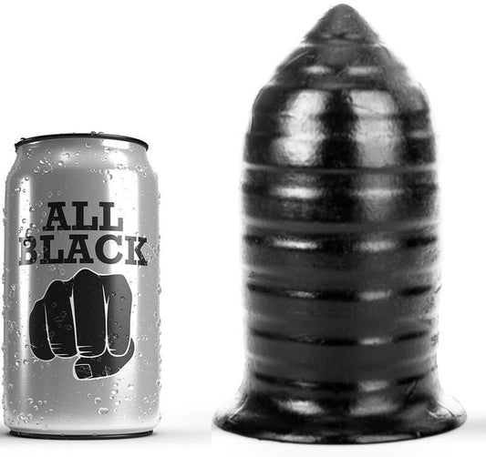 Plug Anal ALL BLACK Nervurado de 16 cm para estimulação anal intensa.