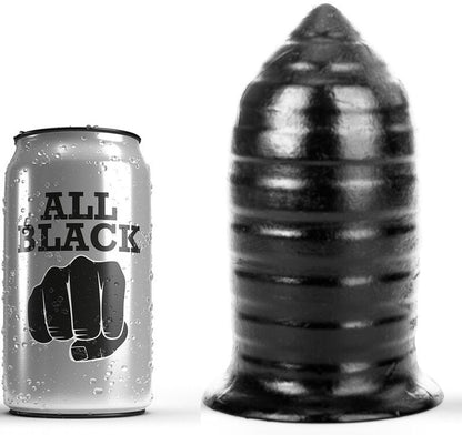 Plug Anal ALL BLACK Nervurado de 16 cm para estimulação anal intensa.