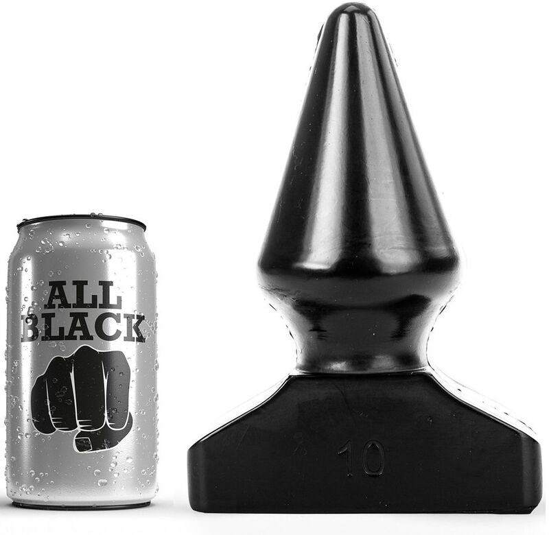 ALL BLACK Plug Anal XXL Cone de 20,5 cm, mostrando seu formato ergonômico e material.