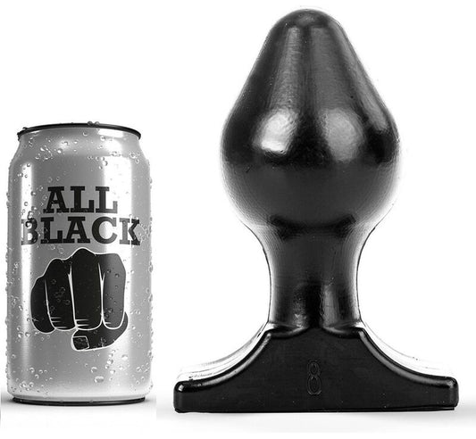 Plug anal ALL BLACK Flexível Grande 16x8cm para prazer anal gradual e seguro