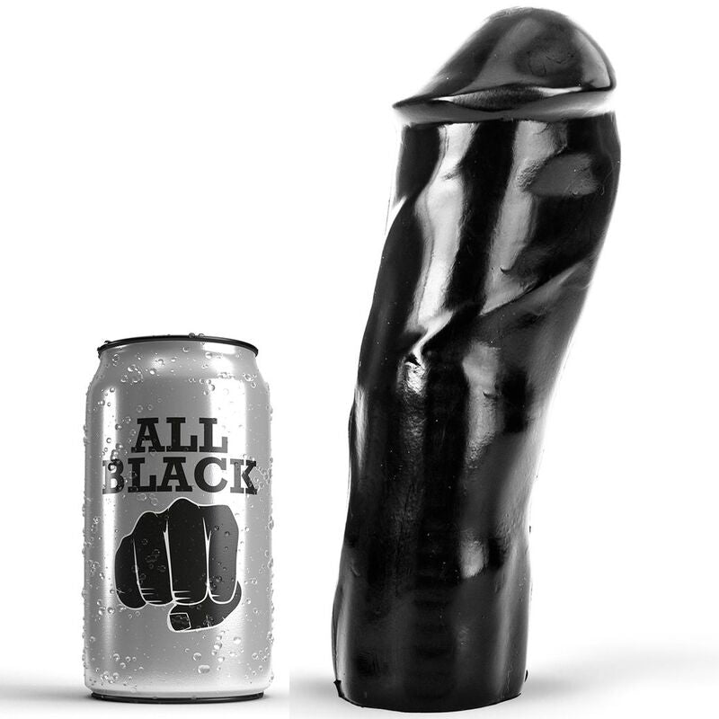 ALL BLACK Dildo Realístico 20 CM com superfície lisa e cor preta para prazer autêntico.