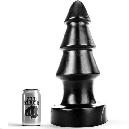 Close-up of the ALL BLACK Plug Anal Enorme Desafio 40 CM, showcasing its unique shape and massive size.