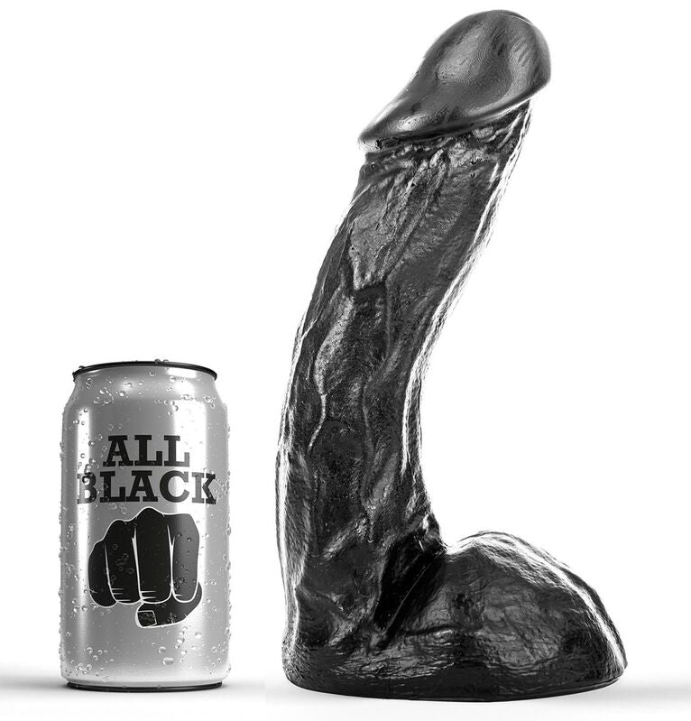 Vibrador Dildo ALL BLACK Realista Flexível 23 CM, ideal para prazer anal e vaginal.
