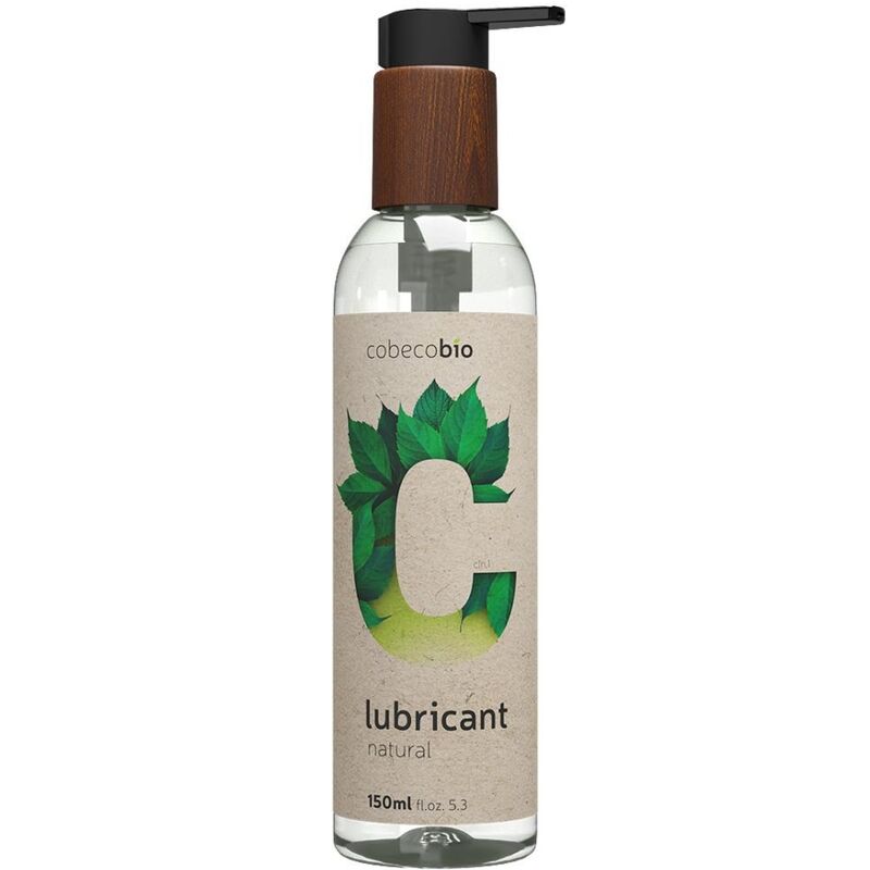 Embalagem do Cobeco Lubrificante Bio Natural 150ml, um lubrificante íntimo vegano e à base de água.