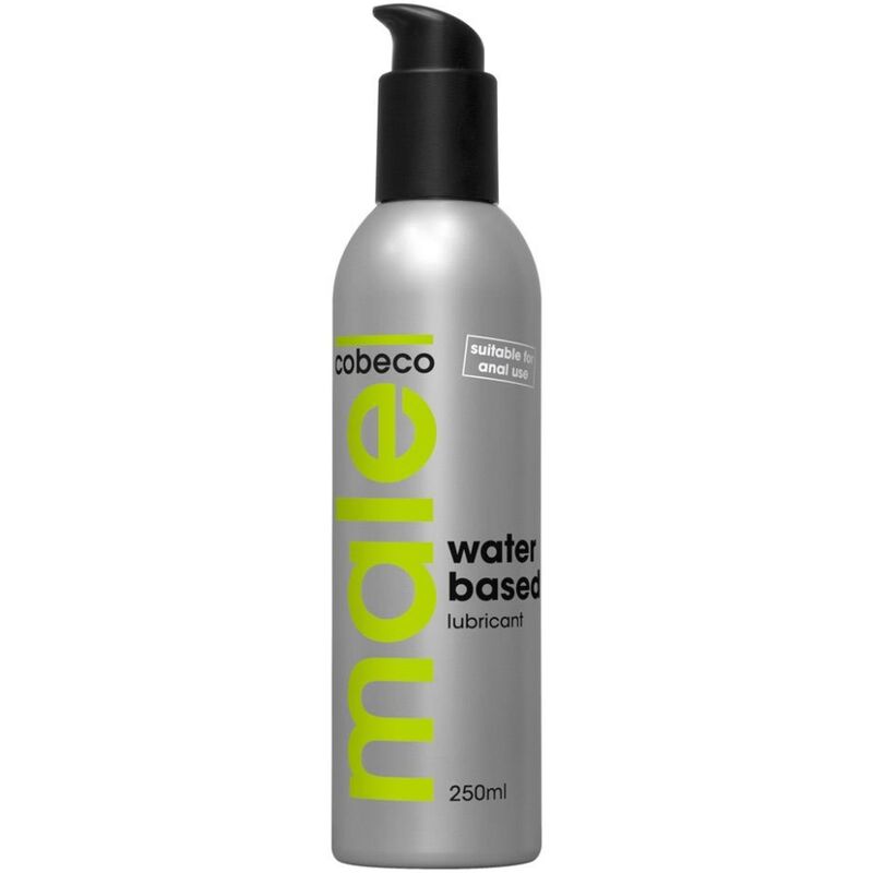 Frasco de MALE Cobeco Lubrificante Íntimo À Base de Água 250ml para prazer e hidratação.