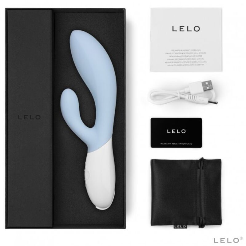 Close-up do Vibrador LELO Ina 3 Luxo Celeste, mostrando seu design ergonómico e silicone suave.