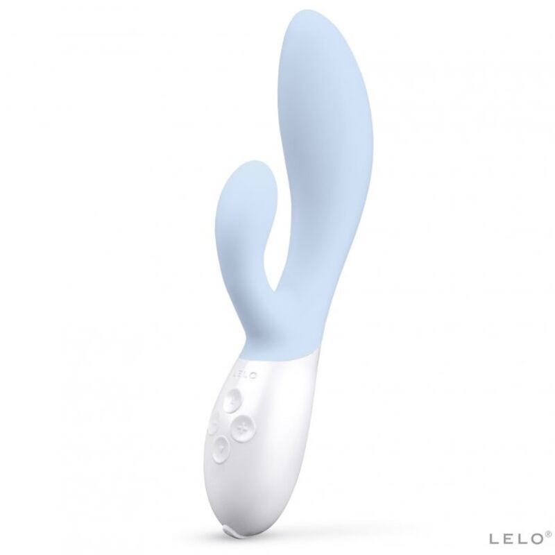 Close-up do Vibrador LELO Ina 3 Luxo Celeste, mostrando seu design ergonómico e silicone suave.