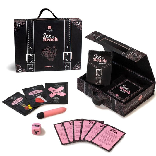 SECRETPLAY Kit de Viagem de Jogos Eróticos Para Casais na Praia, incluindo cartas, vibrador e essenciais