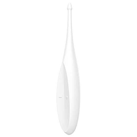 Satisfyer Vibrador Twirling Fun Tip Branco com vibrações circulantes para estimulação clitoriana.