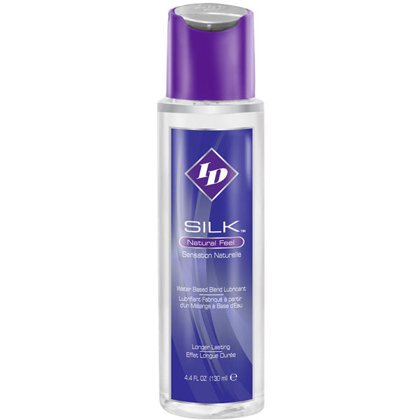 ID Silk Lubrificante Híbrido de Silicone/Água Sensação Natural 130ml, embalagem do produto.