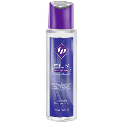ID Silk Lubrificante Híbrido de Silicone/Água Sensação Natural 130ml, embalagem do produto.