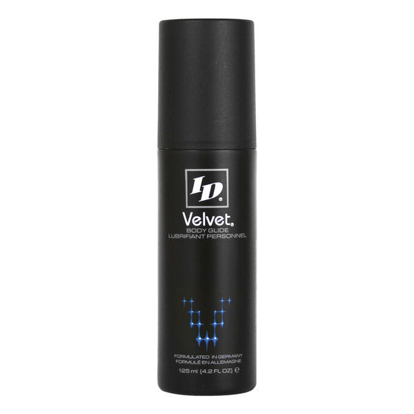 Detalhe do lubrificante ID Velvet Premium Corpo Glide 125 ML, mostrando a embalagem.