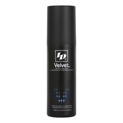 Detalhe do lubrificante ID Velvet Premium Corpo Glide 125 ML, mostrando a embalagem.