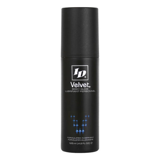 Detalhe do lubrificante ID Velvet Premium Corpo Glide 125 ML, mostrando a embalagem.