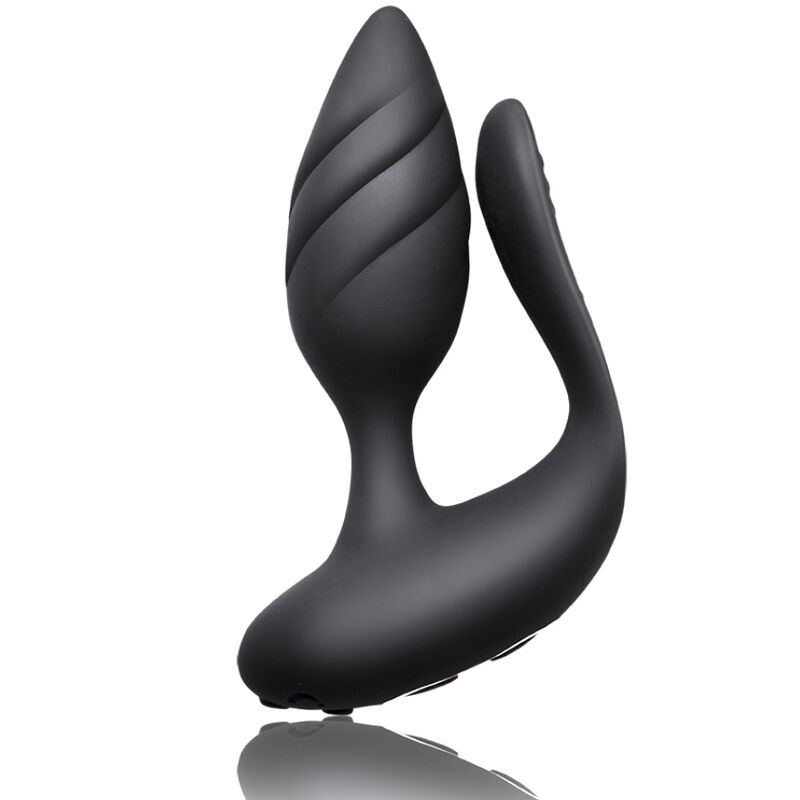 ROCKS-OFF Vibrador para Casais Cocktail com Controle Remoto Duplo, mostrando o design ergonómico e aveludado para dupla estimulação.
