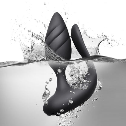 ROCKS-OFF Vibrador para Casais Cocktail com Controle Remoto Duplo, mostrando o design ergonómico e aveludado para dupla estimulação.