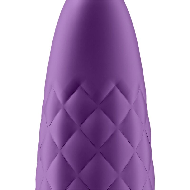 Close-up do Satisfyer Ultra Power Bullet 5 Violeta, um mini vibrador recarregável em silicone macio com foco na estimulação clitoriana.