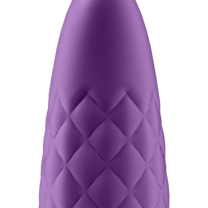 Close-up do Satisfyer Ultra Power Bullet 5 Violeta, um mini vibrador recarregável em silicone macio com foco na estimulação clitoriana.