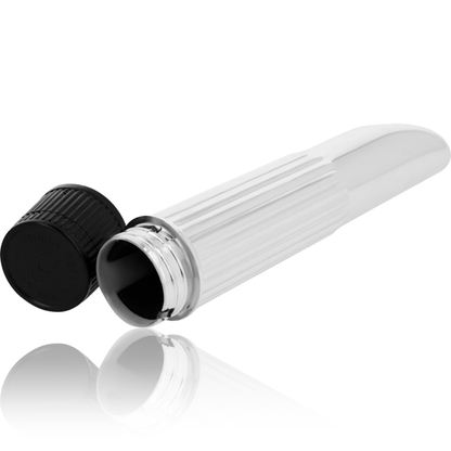 Mini Vibrador OHMAMA Prata Metálico 13,5 cm, ideal para prazer portátil e discreto.