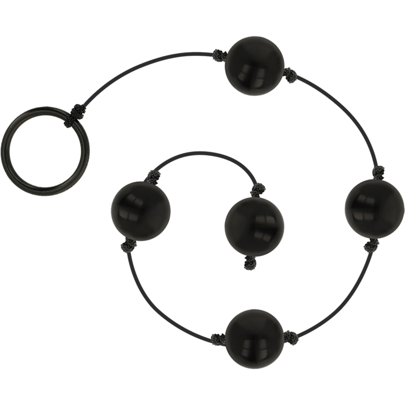Close-up of the OHMAMA Mini Bolas Chinesas Anais ou Vaginais Pretas showing their smooth texture and design