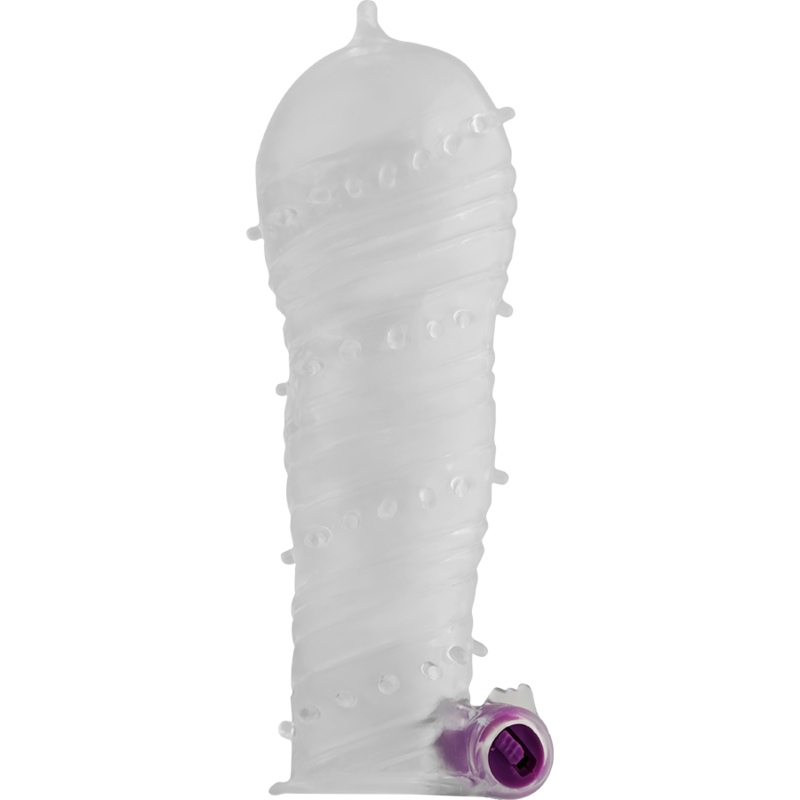 OHMAMA Manga Peniana Texturizada com Bala Vibrante de Ponta Larga, detalhe da superfície e do vibrador.