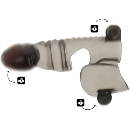 Close-up da Bainha Vibratória OHMAMA para Pénis e Testículos 3 Motores, destacando seu design texturizado.