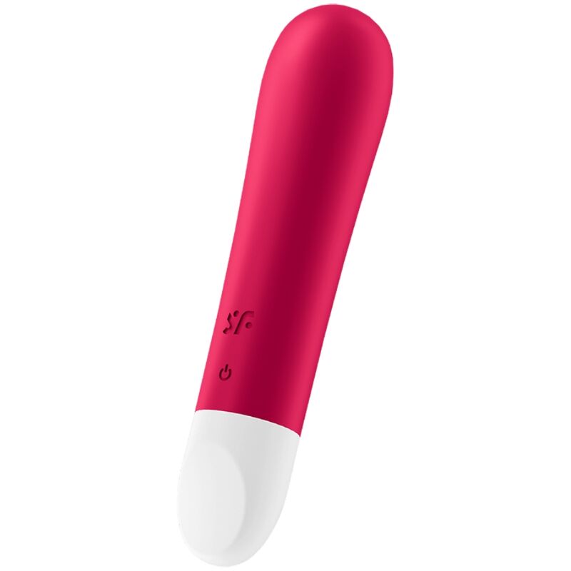 Satisfyer Mini Vibrador Bullet 1 Vermelho, mostrando seu design compacto e superfície de silicone.