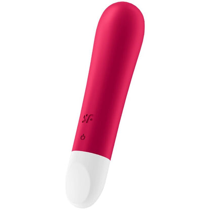 Satisfyer Mini Vibrador Bullet 1 Vermelho, mostrando seu design compacto e superfície de silicone.
