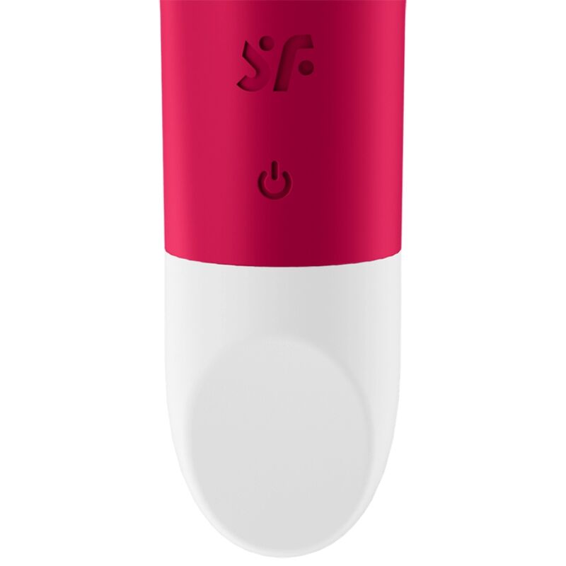 Satisfyer Mini Vibrador Bullet 1 Vermelho, mostrando seu design compacto e superfície de silicone.