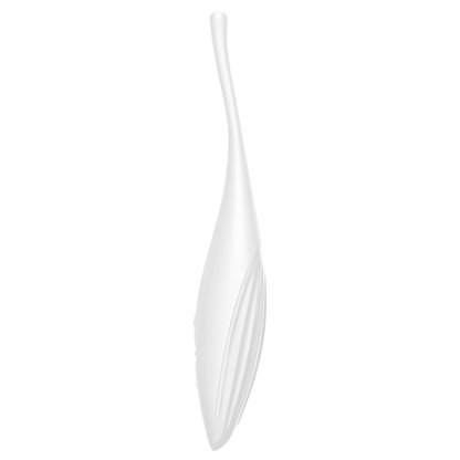 Close-up of the Satisfyer Vibrador Twirling Joy Clit Tip Branco, highlighting its silicone texture and ergonomic design.