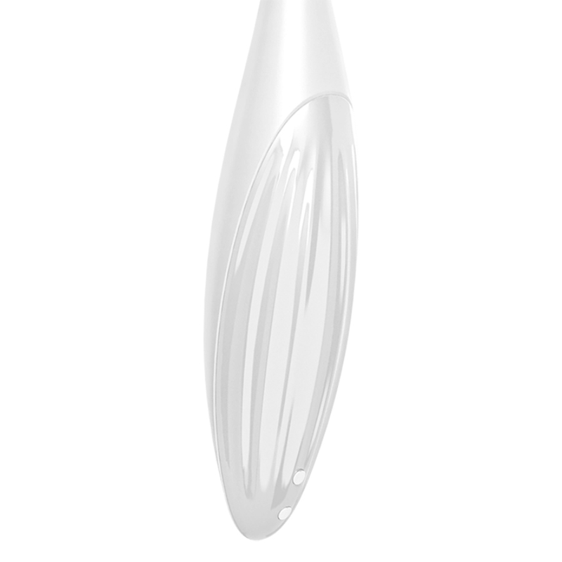 Close-up of the Satisfyer Vibrador Twirling Joy Clit Tip Branco, highlighting its silicone texture and ergonomic design.