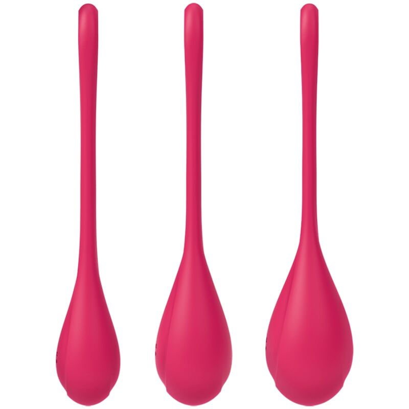 Satisfyer Conjunto Bolas Ben Wa Yoni Power 1 para treino do assoalho pélvico em silicone vermelho.