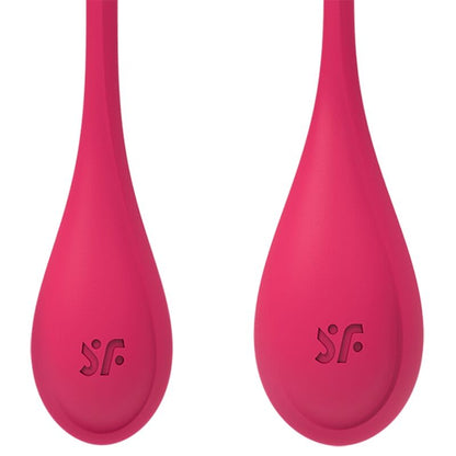 Satisfyer Conjunto Bolas Ben Wa Yoni Power 1 para treino do assoalho pélvico em silicone vermelho.
