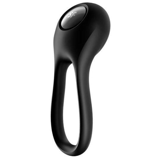 Satisfyer Vibrador Majestic Duo Ring Preto para estimulação dupla do pénis e testículos com 12 funções de vibração.