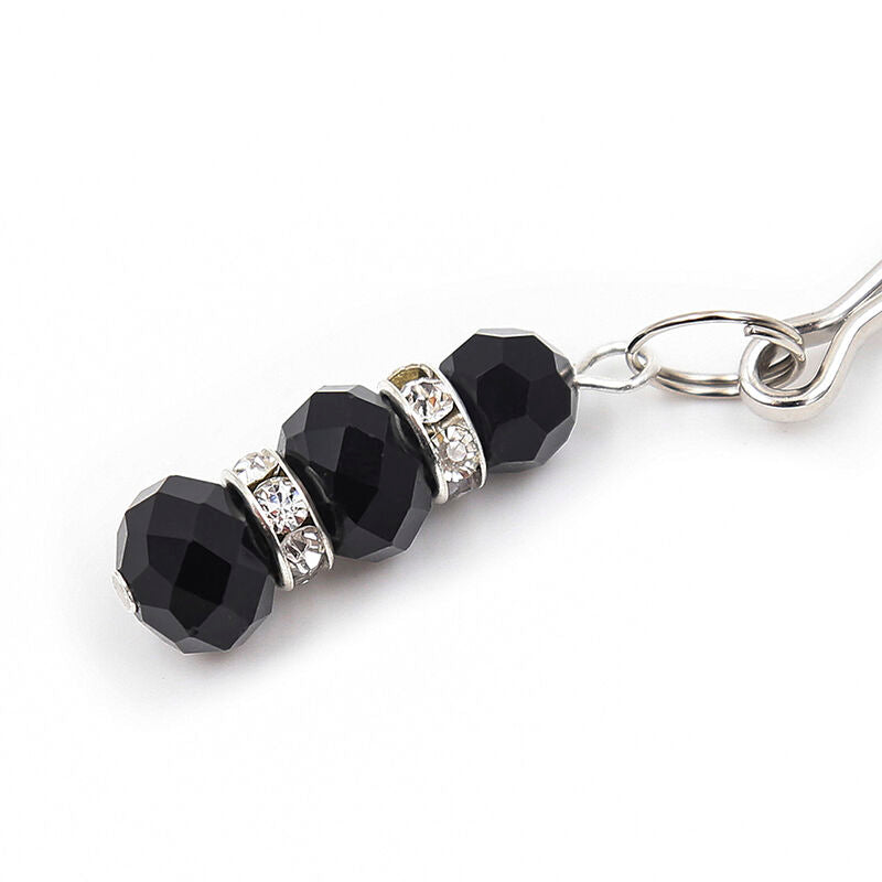 Pinças de Bico OHMAMA FETISH com contas de vidro, detalhe do design e material.