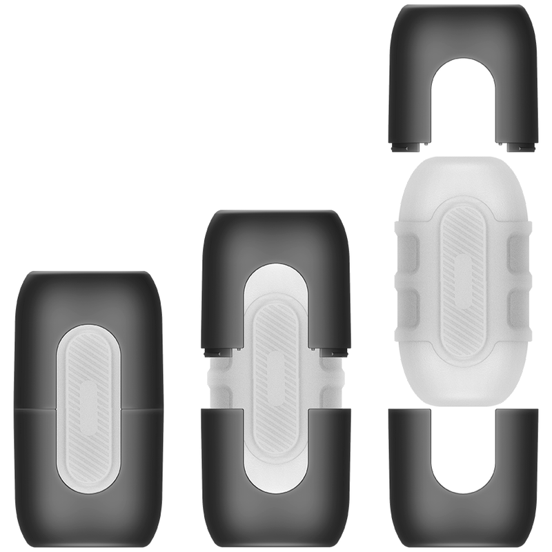 Jamyjob Masturbador Masculino Duplo Turbo com entradas para boca e vagina, mostrando o material realista e textura.